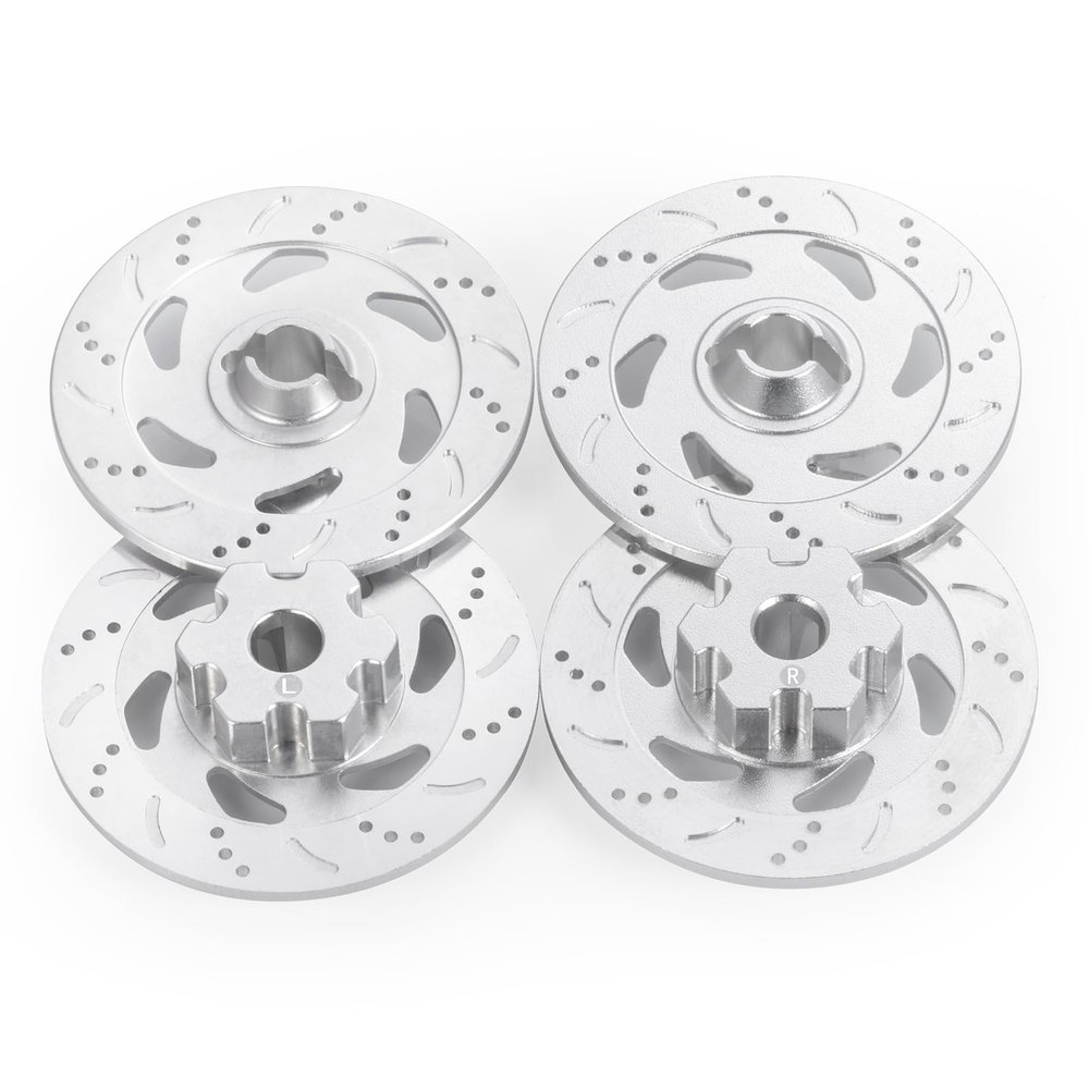 WEFEINO 4Pcs Aluminum Alloy Wheel Brake Disc Upgrade Parts for 1/7 UDR Unlimited Desert Racer RC Car (Silver)