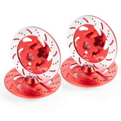 WEFEINO 4Pcs Aluminum Alloy Wheel Brake Disc Upgrade Parts for 1/7 UDR Unlimited Desert Racer RC Car (Red)