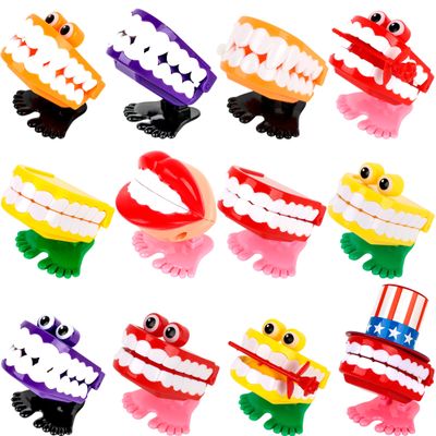 Drayear 12 Pcs Wind Up Teeth Chattering Toys Novelty Wind Up Walking Teeth Chomping Teeth with Eyes and Feet for Kids Birthday Halloween Christmas Party Favors Novelty Gag Gifts