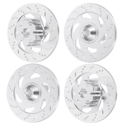 RCHUBAM 1:7 RC Brake Disc 4PCS Aluminum Wheel Brake Disc Drive Hub Compatible with 1/7 Unlimited Desert Racer UDR RC Car Upgrade Part (Silver)