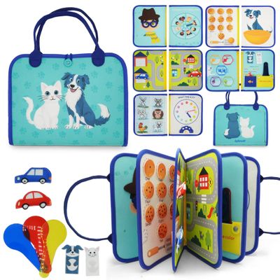 KAHOUETT Montessori Busy Board Book for Toddlers 2-5 - Sensory Travel Toy for Airplane & Car Activities - Educational Quiet Book with Emotions, Numbers & Colors - Speech Therapy & Autism Learning Gift