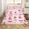 Christmas Bowknot Kids Bedding Sets Toddler Size,Pink and Golden Bow Small Bell Print Reversible Room Duvet Cover 2pcs,Cute Xmas Snowman Lovely Happy New Year Quilt Cover,1 Pillowcase (No Comforter) view 1