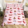 Christmas Bowknot Kids Bedding Sets Toddler Size,Pink and Golden Bow Small Bell Print Reversible Room Duvet Cover 2pcs,Cute Xmas Snowman Lovely Happy New Year Quilt Cover,1 Pillowcase (No Comforter) view 2