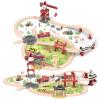 104 PCS Wooden Train Set for Toddlers, Construction Train PlaySet with Tracks, Compatible Major Brands, Toy for Kids Ages 3+ view 1