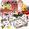 Barn Farm Animal Toys for Kids,Tractor Trailer with Lights & Sound, Farm Barn Playset Horse Stable,Farm Accessories, Pig,Sheep,Goose Duck Birthday Gifts for Kids Toddlers Boy Girl 3-7 Years Old view 1