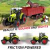 Barn Farm Animal Toys for Kids,Tractor Trailer with Lights & Sound, Farm Barn Playset Horse Stable,Farm Accessories, Pig,Sheep,Goose Duck Birthday Gifts for Kids Toddlers Boy Girl 3-7 Years Old view 2