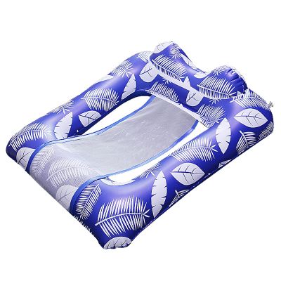 3FLQOOPP Inflatable Net Double Hammock Floating Row, Adult Foldable Backrest Recliner Water Swimming Pool Beach Floating Bed Sofa, Light Swimming Equipment,Blue Water Inflatable Toy (Color : Blue)