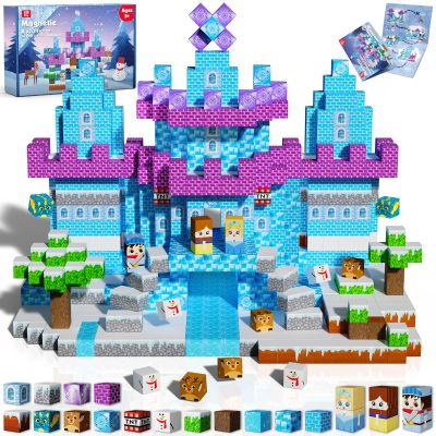 GraceDuck Magnetic Blocks - 150PCS Magnetic Blocks Build Ice Castle - Magnetics Toys for Montessori Toddler Christmas Birthday Gifts - STEM Sensory Toys for 3 4 5 6 7 8 9 10 Year Old Girls