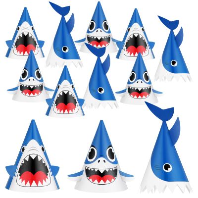 Chinco Shark Birthday Party Hats Shark Fin Hat, 12 Pcs