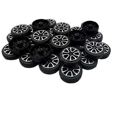 30PCS Toy Car Wheels 30mm Model Toy Plastic Wheel for RC Car Truck Robot DIY Model Toy Building Parts (2x30mm Shape1)