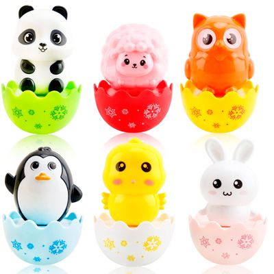 Cagemoga 6 Pack Easter Tumbler Wobbler Toy Musical Tummy Time Enlightenment Toys Roly Poly Baby Early Education Toys for Kids Toddler Boys Girls Easter Toy, 6 Styles