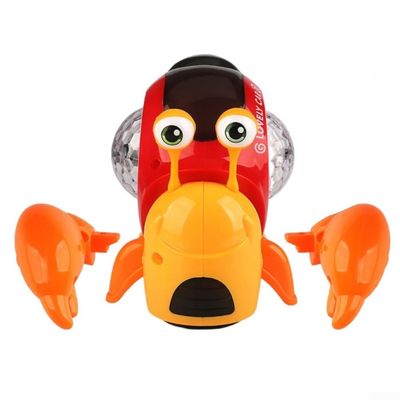 Crawling Crab Toy, Luminous Electric Snail Crawling Toy, Electric Snail Toy with Light-up Music, Musical Crawling Toys, Interactive Sensory Toy for Home(Orange)