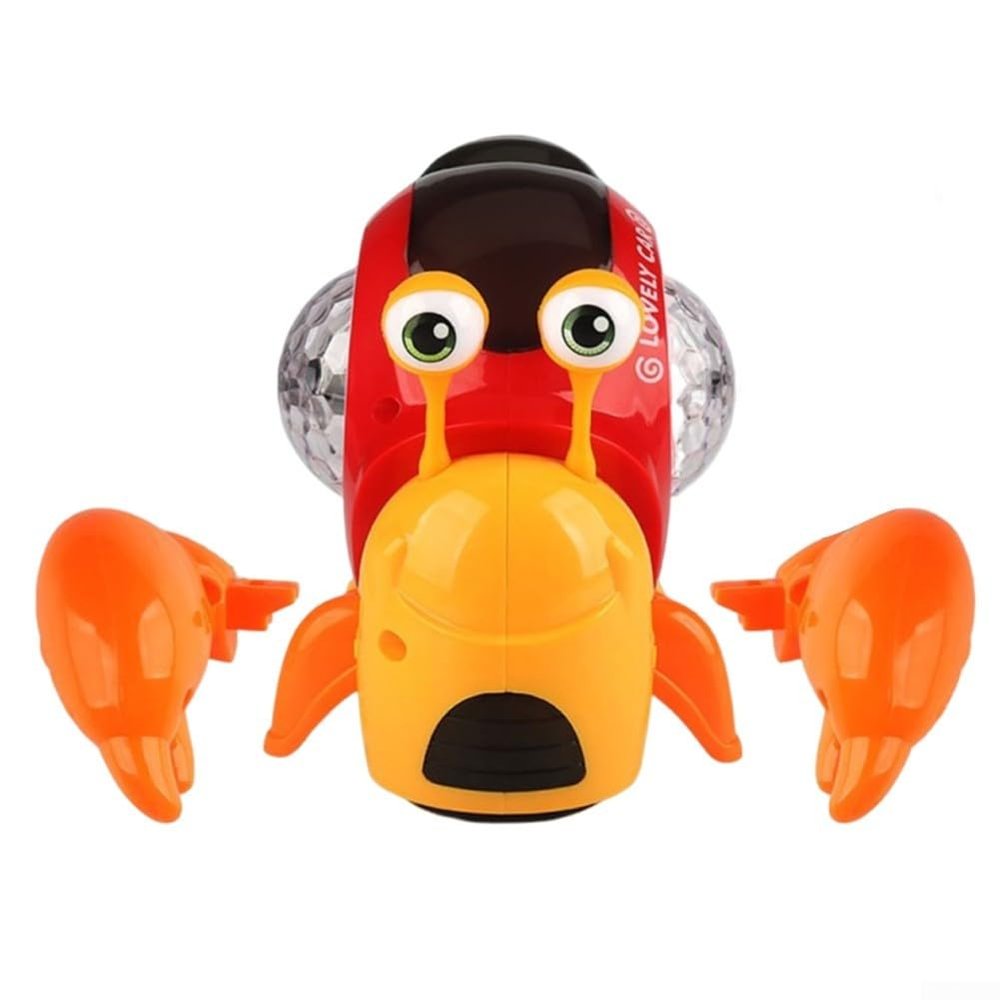 Crawling Crab Toy, Luminous Electric Snail Crawling Toy, Electric Snail Toy with Light-up Music, Musical Crawling Toys, Interactive Sensory Toy for Home(Orange)