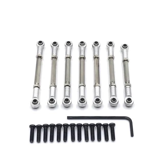 Metal Upgrade Front and Rear Steering Adjustable Links for WLtoys 1/10 104001 104002 RC Car Parts(Silver)