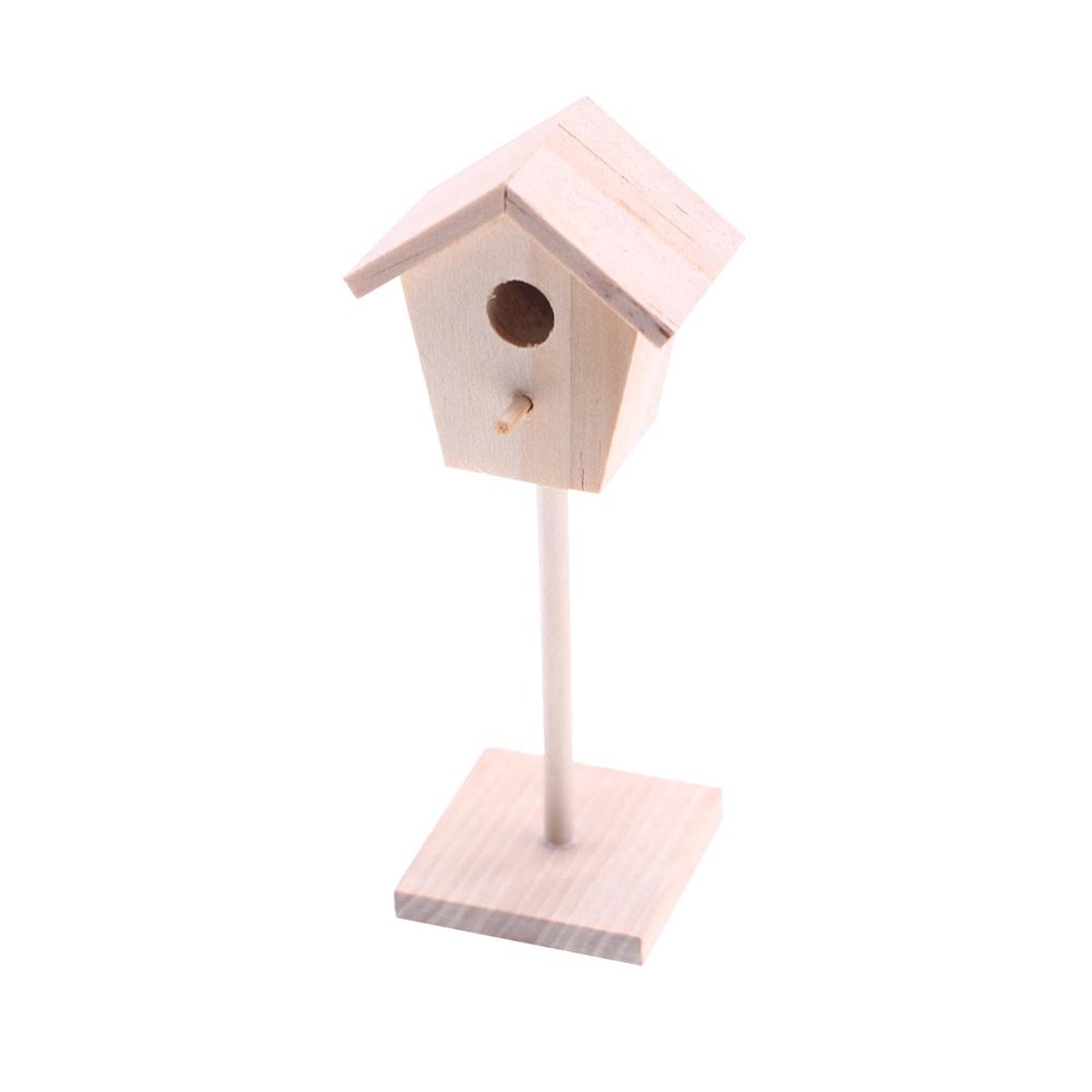 1/12 Mini Fairy Garden Dollhouse Birdhouse Simulation Bird Hut for Patio