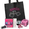 Bunco Game Kit with Crystal Tote Bag - Includes 9 Pink Dice, Bunco Score Sheets, Pencils, Bell, & 3 Inch Plush Dice W/ 1DZ Dice Mardi Gras Beads Necklaces view 2