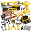 Lehoo Castle Kids Tool Set with Electric Toy Drill and Tool Box, Construction Toys for 3 Year Old Boys Birthday Gift, Pretend Play Toddler Tools for 3-5 Years Old (Yellow) view 1
