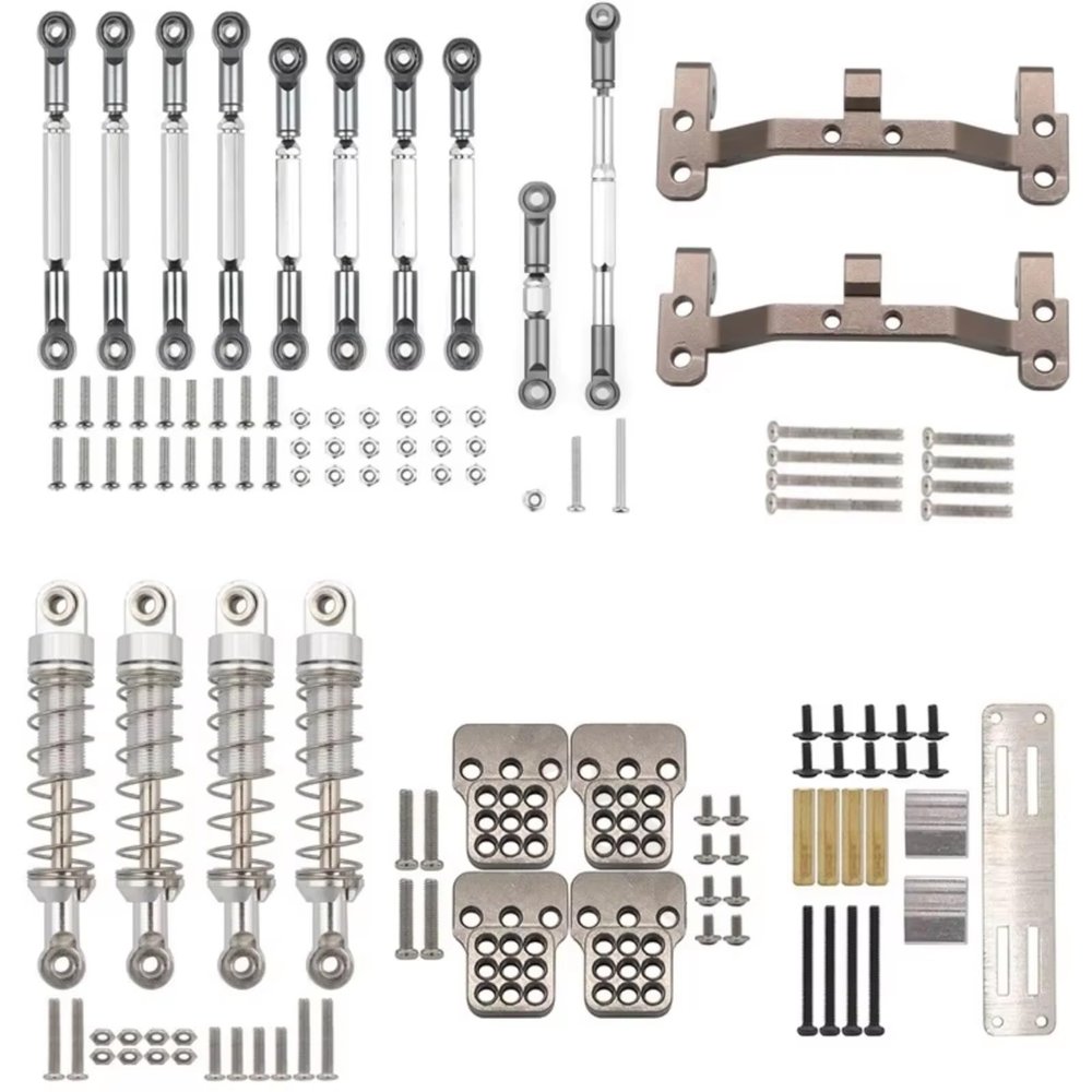 RC Car Accessories for WPL for C14 C24 C34 C44 1/16 Metal Link Rod Pull Rods Links Shock Absorber Servo Mount for Seat RC Car Upgrades Parts Accessories(Silver)