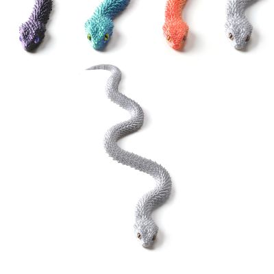 WUALAIER 3D Printed Snake Toy -18" Crystal-Like Movable Snake 3D Articulated Flexible Fidget 3D Printed Animals Exquisite Cute Pet Toy Realistic Fake Toy Figure (Silver)