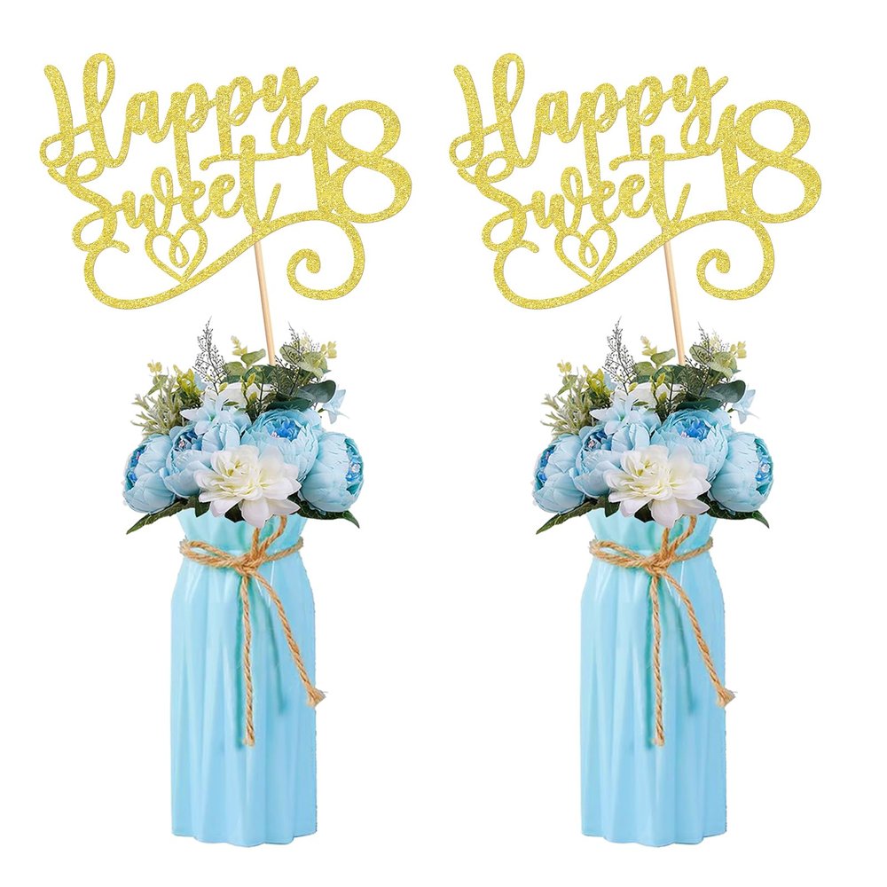 12PCS Happy 18th Birthday Party Centerpiece Gold 18th Birthday Table Decorations for Girls Boys Officially 18th Teenager Birthday for 18th Birthday Party Supplies (gold 18)