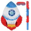 Birchio Rocket Pinatas Bundle with a Blindfold and Bat(16.5x11.4x4 Inches), Perfect for Boy's Birthday Party Supplies, Space Theme Birthday, Decoration for Kids Party view 1