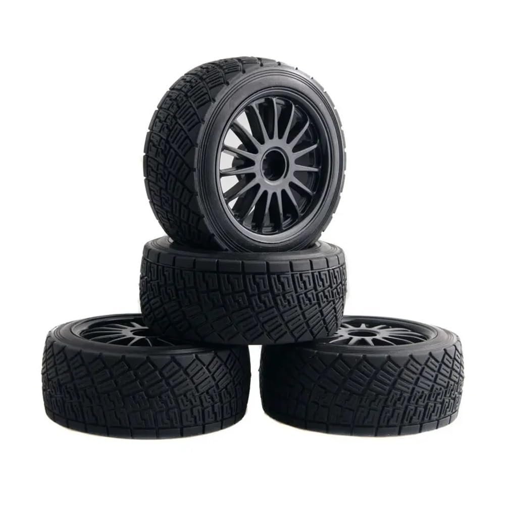 4PCS 22 Inch RC Car Wheel Rims and 80MM Tires Compatible with 110697 94177 and Similar 110 Scale Rally Models(Black)