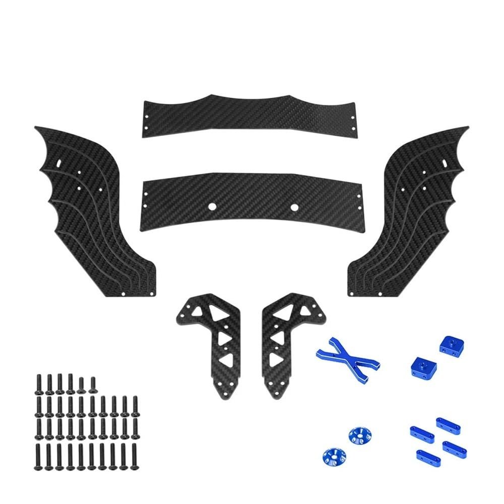 VyTRdW Adjustable Carbon Fiber Wing Spoiler Tail Wing Compatible with F1 1/7 RC Car Set(Blue)