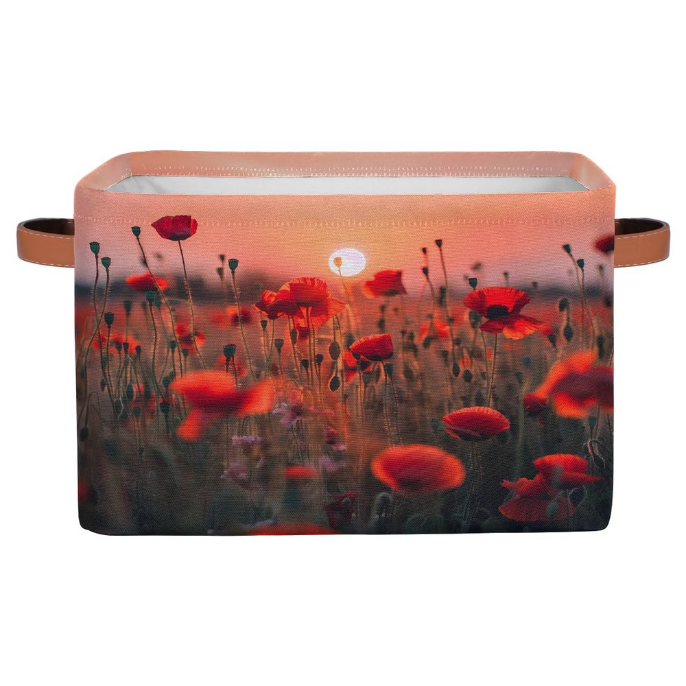 YPPAHHHH Pink Flower Storage Basket Bin Spring Floral Storage Cube Box with Handles Large Foldable Toys Organizer Room Decor for Nursery Bedroom, 1 PCS