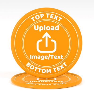 200-1000 Custom Plastic Poker Chips, Drink Chips Personalized Your Own Logo, Image and Text, Double Sided Full Color Printing Custom Tokens for Bar, Party, Business Cards and Promotions (Orange)