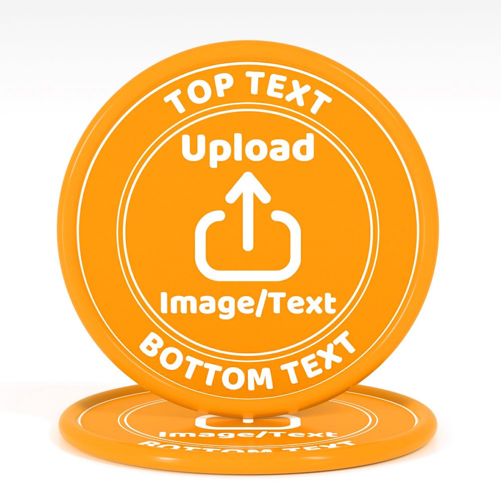 200-1000 Custom Plastic Poker Chips, Drink Chips Personalized Your Own Logo, Image and Text, Double Sided Full Color Printing Custom Tokens for Bar, Party, Business Cards and Promotions (Orange)