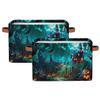 YPPAHHHH Halloween Pumpkin Storage Basket Bin Castle Moon Bat Storage Cube Box with Handles Large Foldable Toys Organizer Room Decor for Nursery Bedroom, 2 PCS view 1