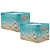 YPPAHHHH Starfish Seashell Storage Basket Bin Beach Ocean Storage Cube Box with Handles Large Foldable Toys Organizer Room Decor for Nursery Bedroom, 2 PCS view 2