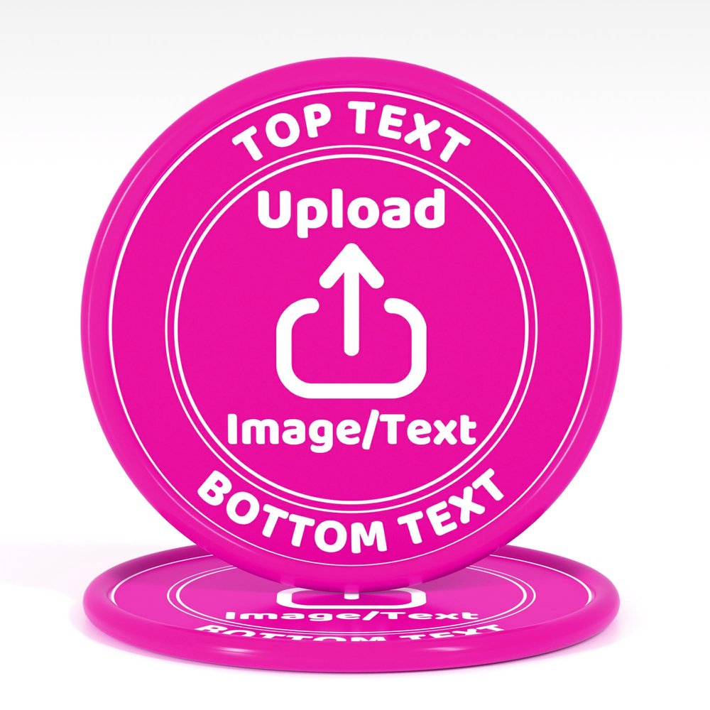 200-1000 Custom Plastic Poker Chips, Drink Chips Personalized Your Own Logo, Image and Text, Double Sided Full Color Printing Custom Tokens for Bar, Party, Business Cards and Promotions (Rose Red)