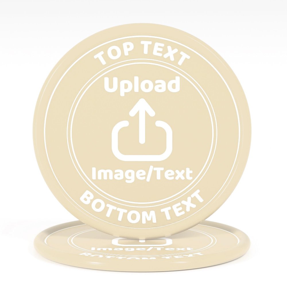 200-1000 Custom Plastic Poker Chips, Drink Chips Personalized Your Own Logo, Image and Text, Double Sided Full Color Printing Custom Tokens for Bar, Party, Business Cards and Promotions (Beige)