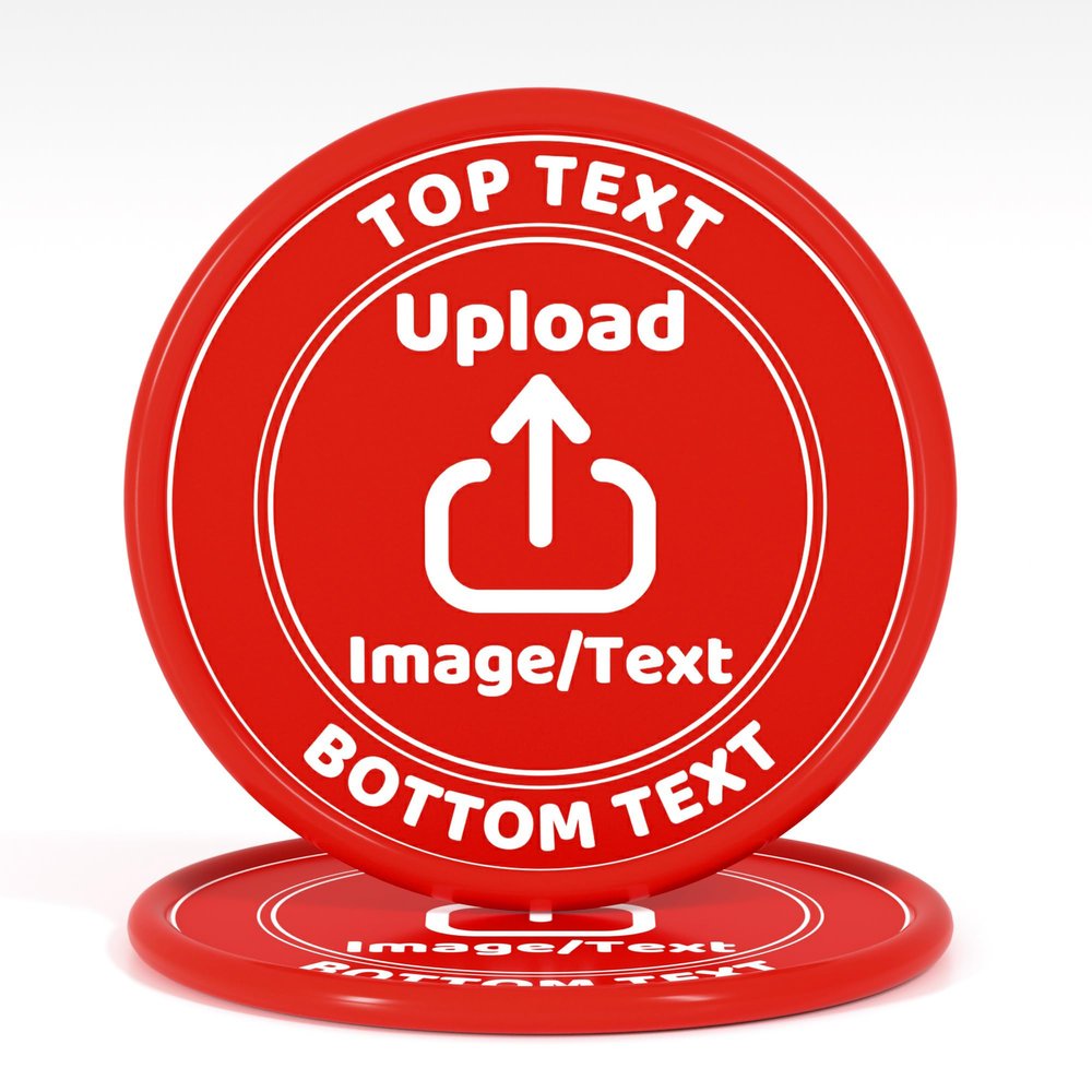 200-1000 Custom Plastic Poker Chips, Drink Chips Personalized Your Own Logo, Image and Text, Double Sided Full Color Printing Custom Tokens for Bar, Party, Business Cards and Promotions (Red)