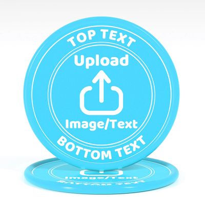 200-1000 Custom Plastic Poker Chips, Drink Chips Personalized Your Own Logo, Image and Text, Double Sided Full Color Printing Custom Tokens for Bar, Party, Business Cards and Promotions (Light Blue)