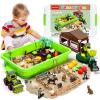 Aprilwolf 69 PCS Farm Sensory Bin Toys Playset, Sandboxes with Sand, Farmer Tractor & Farm Animals Figures Toys for Kids 3 4 5, Gifts for 6 7 Years Old Boys Girls Toddlers view 1