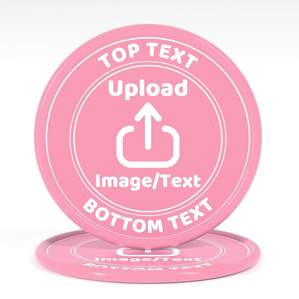 200-1000 Custom Plastic Poker Chips, Drink Chips Personalized Your Own Logo, Image and Text, Double Sided Full Color Printing Custom Tokens for Bar, Party, Business Cards and Promotions (Pink)
