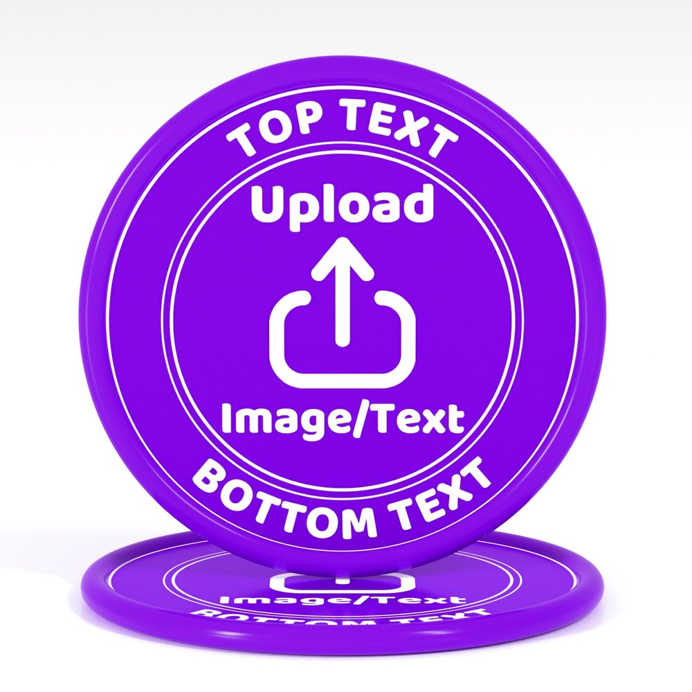 200-1000 Custom Plastic Poker Chips, Drink Chips Personalized Your Own Logo, Image and Text, Double Sided Full Color Printing Custom Tokens for Bar, Party, Business Cards and Promotions (Purple)