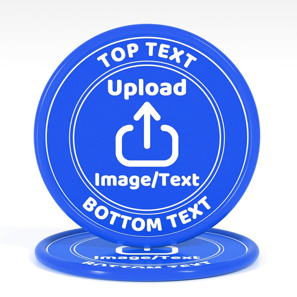 200-1000 Custom Plastic Poker Chips, Drink Chips Personalized Your Own Logo, Image and Text, Double Sided Full Color Printing Custom Tokens for Bar, Party, Business Cards and Promotions (Blue)