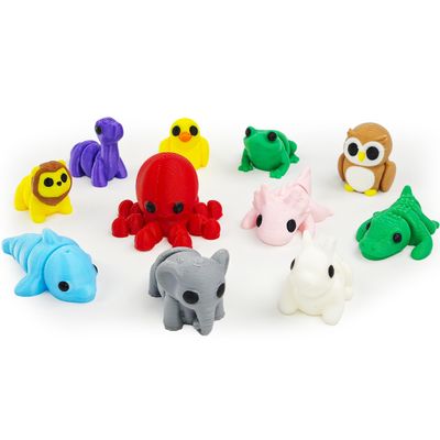 11 pcs Animal Figurines, 3D Printed Animal Figurines Set, Articulated, Party Favors, Pocket Fidget Toys Bulk, Goodie Bag Stuffers, Gifts for Boys Girls Toddlers, Office Desk Pets, Classroom rewards