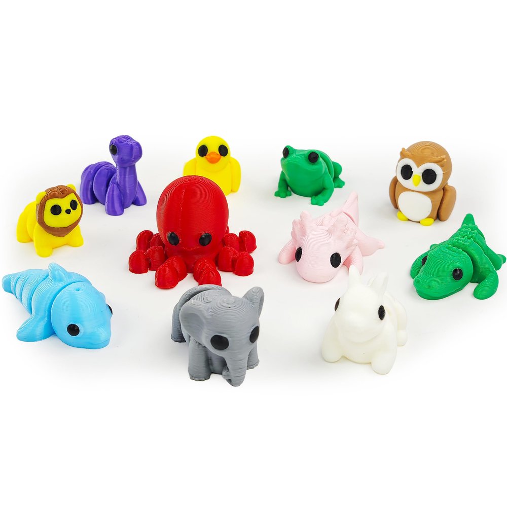 11 pcs Animal Figurines, 3D Printed Animal Figurines Set, Articulated, Party Favors, Pocket Fidget Toys Bulk, Goodie Bag Stuffers, Gifts for Boys Girls Toddlers, Office Desk Pets, Classroom rewards