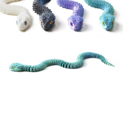 WUALAIER 3D Printed Snake Toy -24" Crystal-Like Movable Snake 3D Articulated Flexible Fidget Toy 3D Printed Animals Exquisite Cute Pet Toy Realistic Fake Toy Figure (Blue-Green)