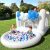White Bounce House for Kids 2-8 Indoor Bouncy Castle with Pump Toddler Bounce House PVC Waterproof Materials Easy to Clean Outdoor Toddler Toys 68 x 68 x 58.2 inch (with Ball Pit) view 1