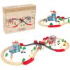 WoodenEdu Wooden Train Set for Toddler - 60 Pcs- with Wooden Tracks fits Thomas, fits Brio, fits Chuggington, fits Melissa and Doug - Expandable, Changeable-Train Toy for 3 4 5 Years Old Girls & Boys view 1