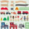 WoodenEdu Wooden Train Set for Toddler - 60 Pcs- with Wooden Tracks fits Thomas, fits Brio, fits Chuggington, fits Melissa and Doug - Expandable, Changeable-Train Toy for 3 4 5 Years Old Girls & Boys view 2