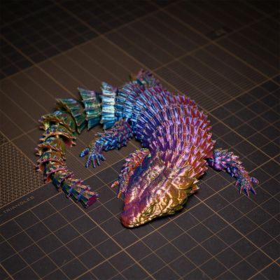 3D Lizard Toy, 3D Printed Animal, Fingertip 3D Printed Toys for Autism - Home Office Decor Executive Desk Toys (B - Rainbow Color, 13.78 IN)