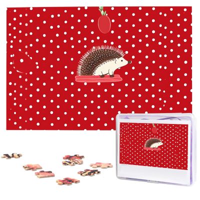 1000PCS Jigsaw Puzzle for Adults Personalized Picture Puzzle Red Polka dot Hedgehog Customized Wooden Puzzle for Family, Birthday, Wedding, Game Nights Gifts Animal Puzzle 29.5x19.7 inches