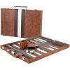 15inch Backgammon Set Classic Folding Board with Leather Case, Portable Travel Game, Ideal Gift Package for Strategy Lovers view 2
