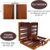 15inch Backgammon Set Classic Folding Board with Leather Case, Portable Travel Game, Ideal Gift Package for Strategy Lovers view 4